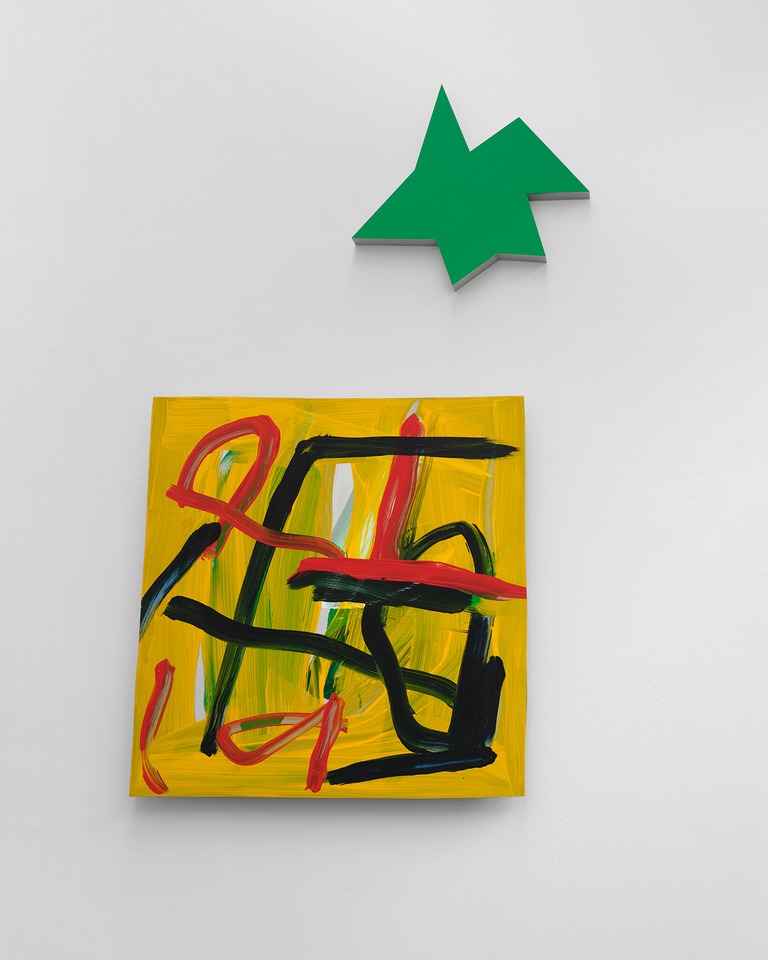 *Kinderstern*, 1989/2023\
Acrylic on aluminum\
40 x 43 x 3 cm\
\
Etcetera LXI, 2023\
Acrylic on aluminum\
72.2 x 67.5 x 4.5 cm