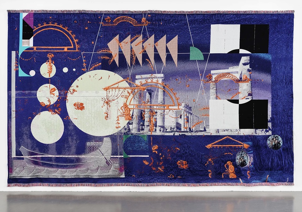 *Histories*, 2024\
Woven wool, silk, and yarn\
300 x 500 cm