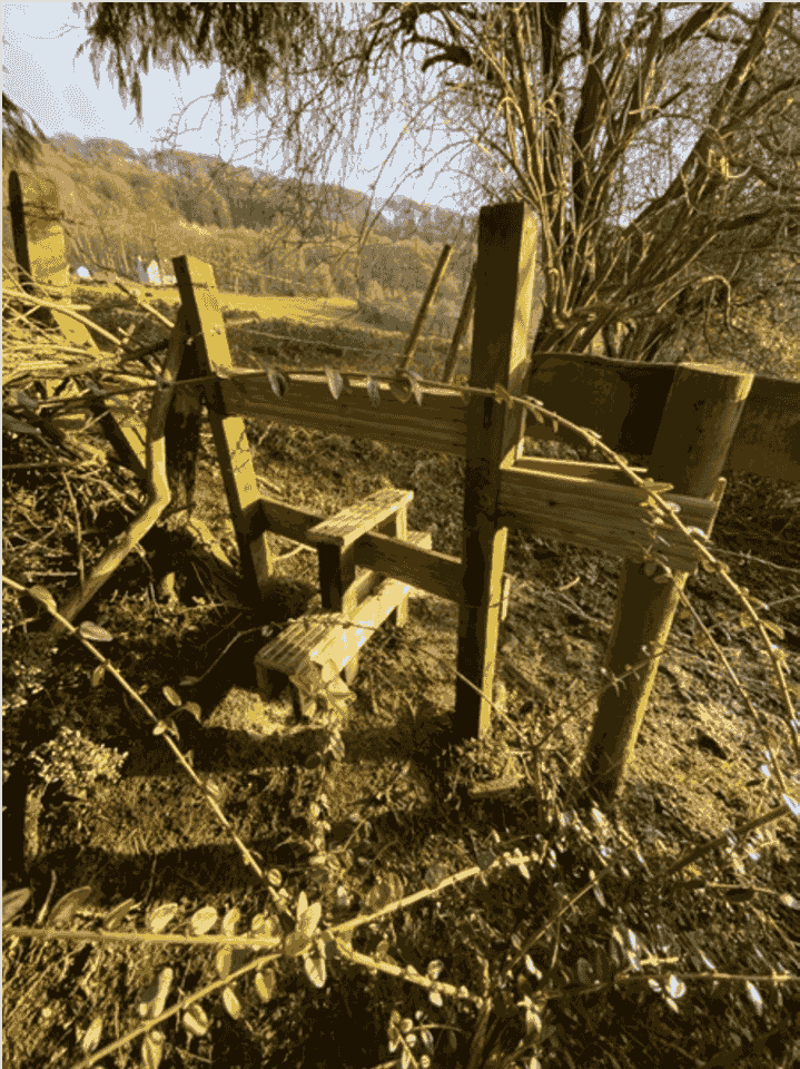 A style Andrew has built for his father’s garden, leading to the back fields, December 2020.