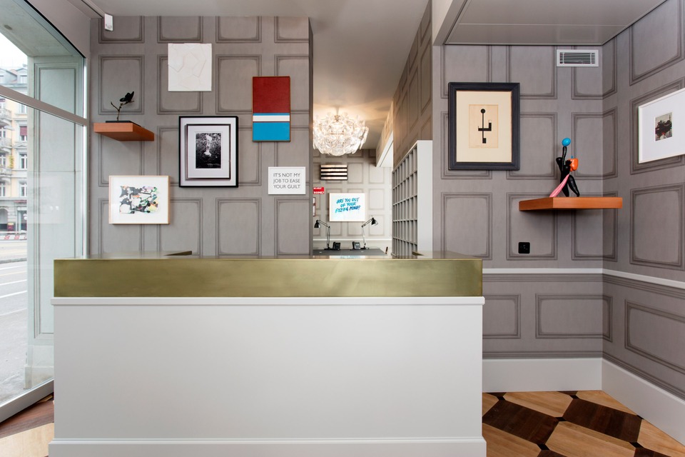 Lobby of the Hotel Helvetia Zürich during the Imaginary Collection project together with von Bartha