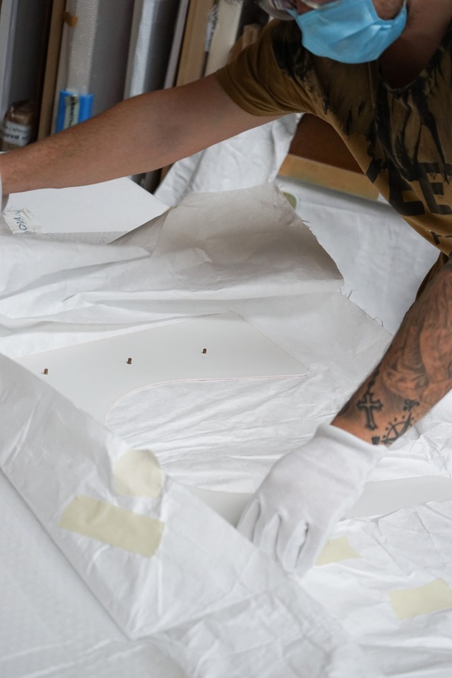 Click through the gallery slides to experience the unwrapping of Terry Haggerty's new work