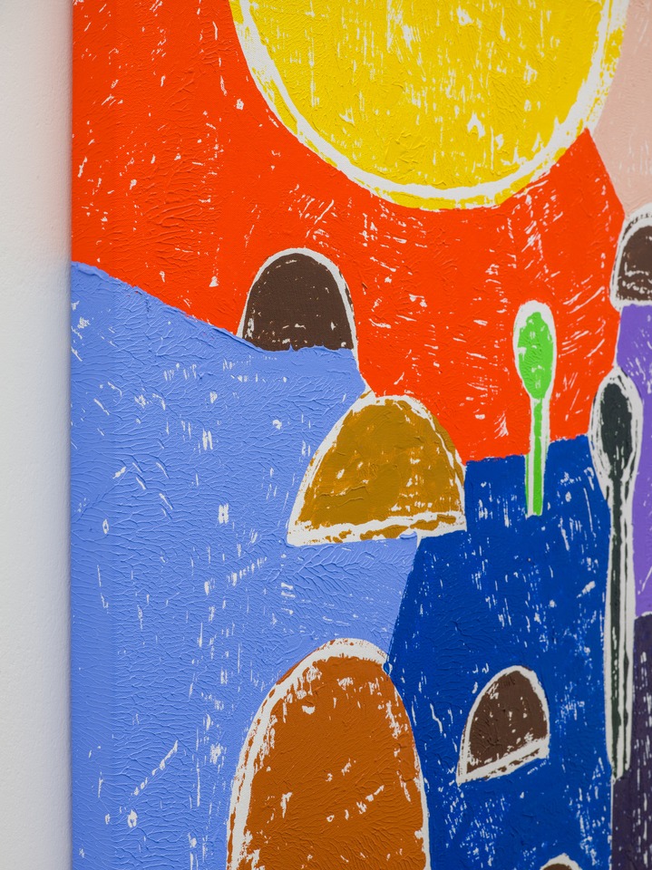 Detail: Olaf Breuning\
Sun and Blue Cloud, 2020\
Printed canvas\
158 x 128 cm