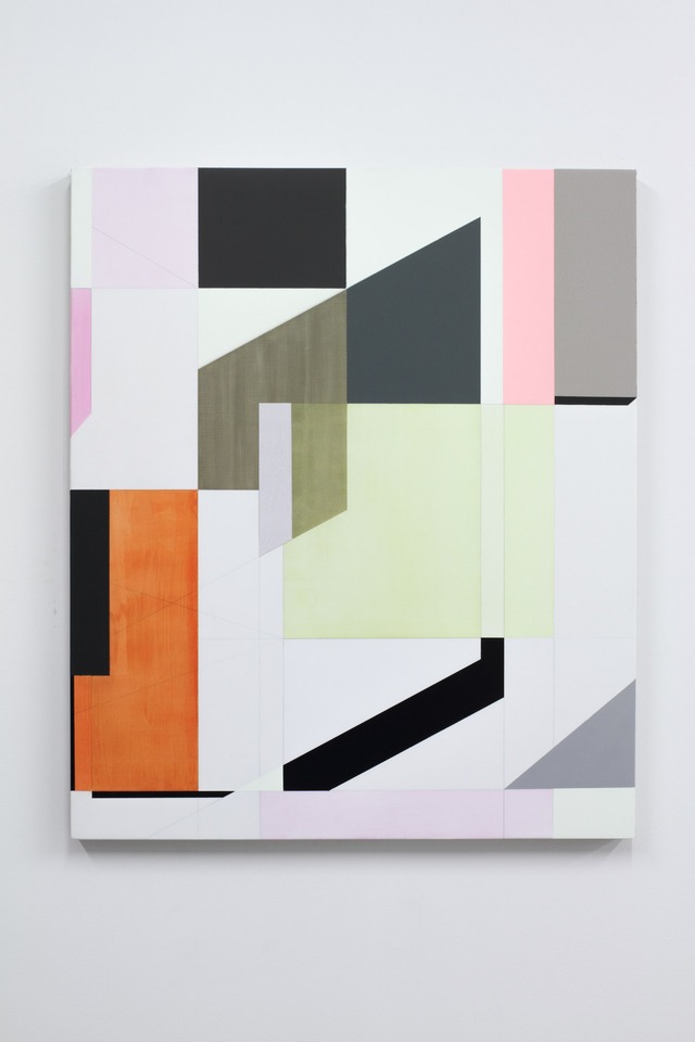 **Andrew Bick**
*OGVDS-GW [Detail] C*, 2017
Acrylic, pencil, oil paint, watercolour and wax on linen on wood.
29 7/8 x 25 1/4 x 1 3/8 in\
76 x 64 x 3.5 cm