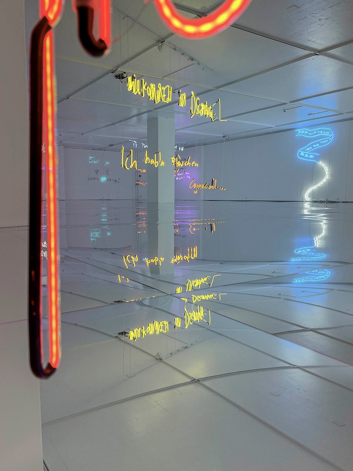 Installation view, MUSIC – A Conversation
Through Song Titles, Kulturstiftung Basel
H. Geiger, 2021
Photo: Kulturstiftung Basel H. Geiger | KBH.G