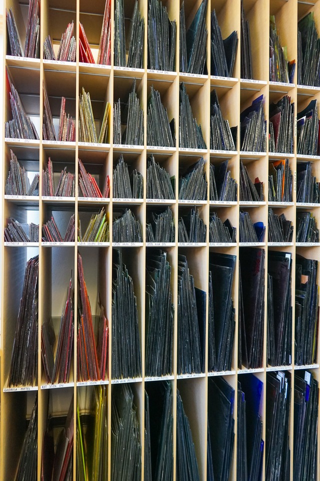 Part of the large collection of stained glass at 'Glas Mäder'