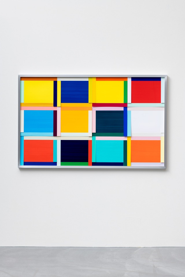 The design for the window:
Imi Knoebel
Basel Fenster 2 Ed. (Entwurf Nr. 3 von 12), 2020
Acrylic on plastic foil
101.4 x 161.6 x 4.5 cm (framed)
Ed. 6 / 7 + 2 AP + 1