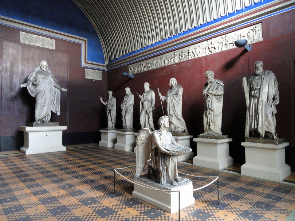Interior view of Thorvaldsens Museum, Sculptor: Bertel Thorvaldsen (c. 1770-1844).