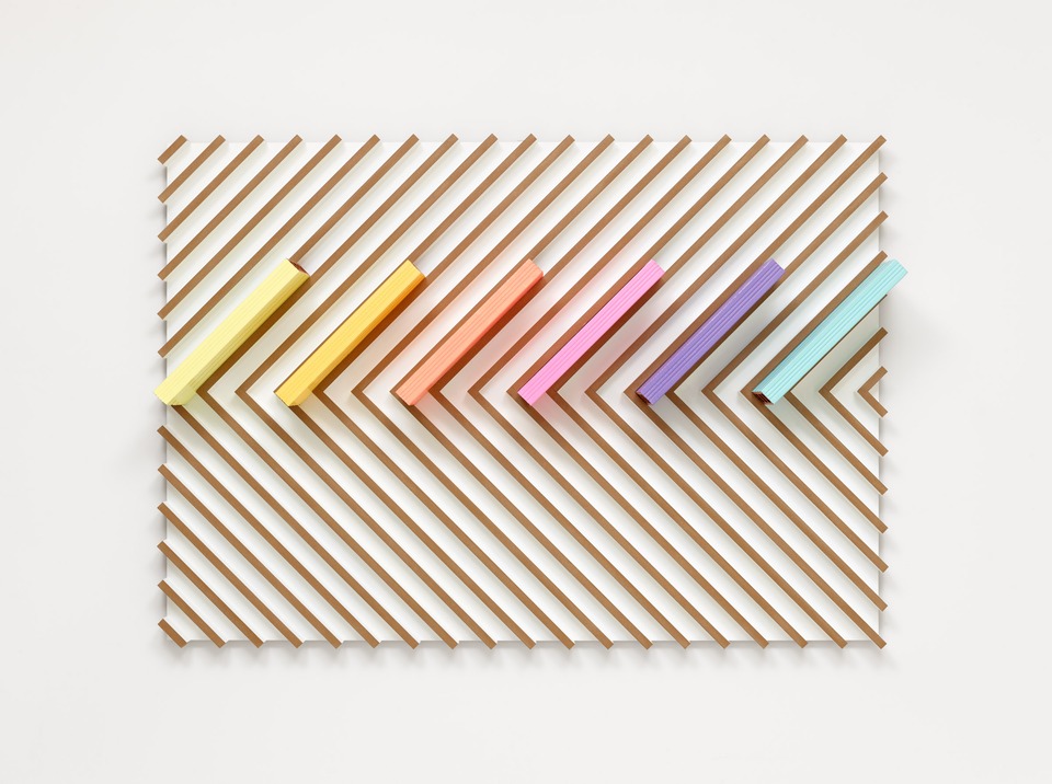 **Ricardo Alcaide**
*Adaptation*, 2022
Bricks, industrial lacquer paint on mdf panel
112 x 160 x 22 cm