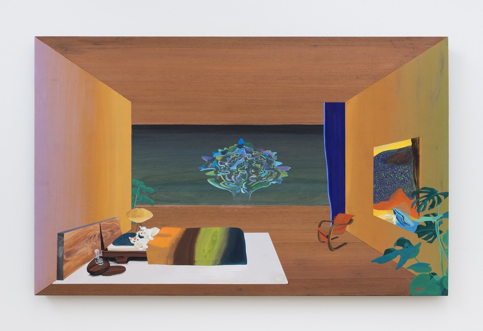 *The girls’ room*, 2022
Acrylic gouache and watercolor ink on cedar plywood
76 x 122 cm