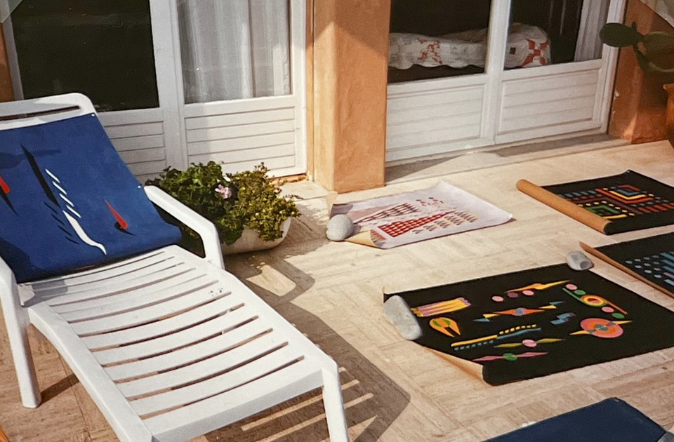 A casual display of paintings in their vacation home in the South of France