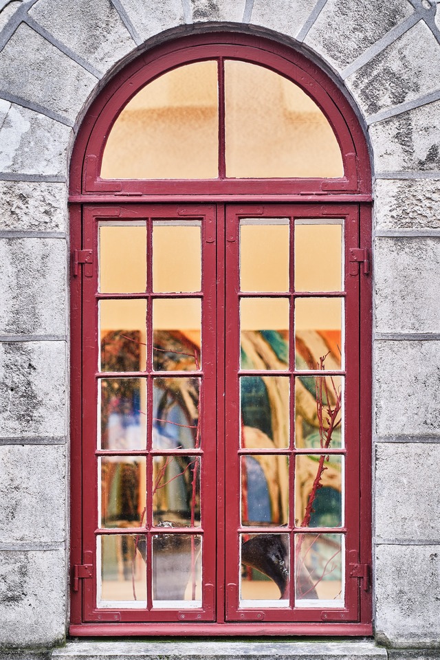 View from outside the gallery, now &#8216;princess castle&#8217; into the exhibition