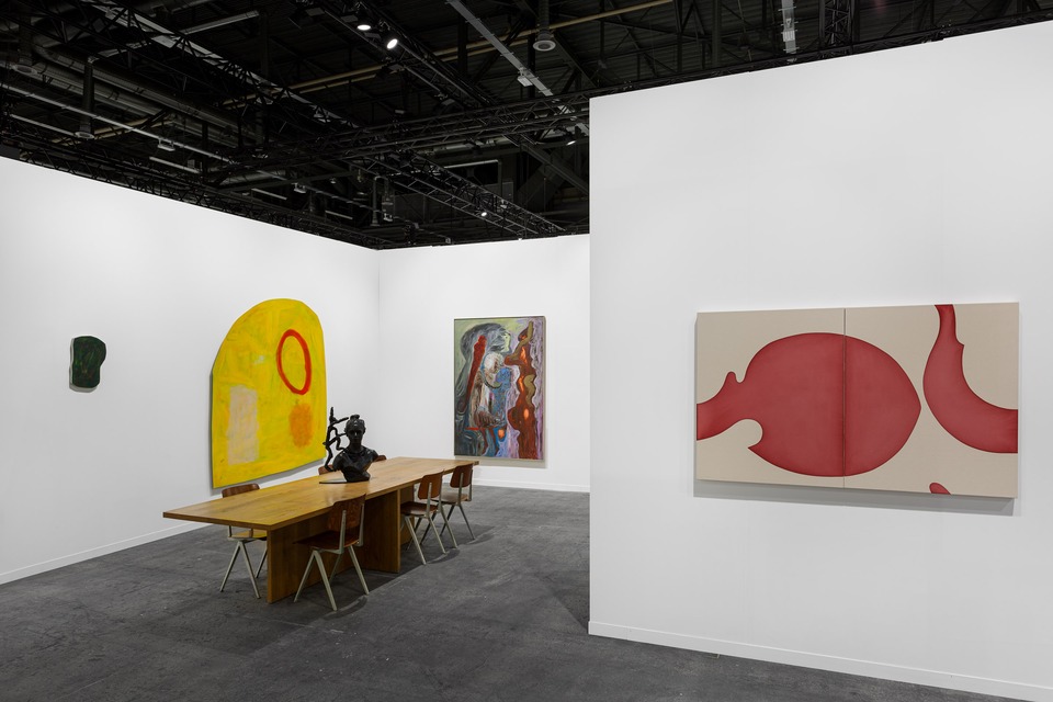 Installation view of artgenève 2024\
with works by (f.l.t.r.)  Imi Knoebel, Barry Flanagan, Ursula Reuter Christiansen, and Landon Metz