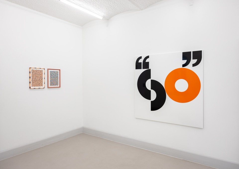 Left: **Liu ****Shiyuan, ***Green Voices*, 2024 and *Neon Snowflakes*, 2023

Right: **Barbara Stauffacher Solomon, ***“SO” Supersign*, 2021