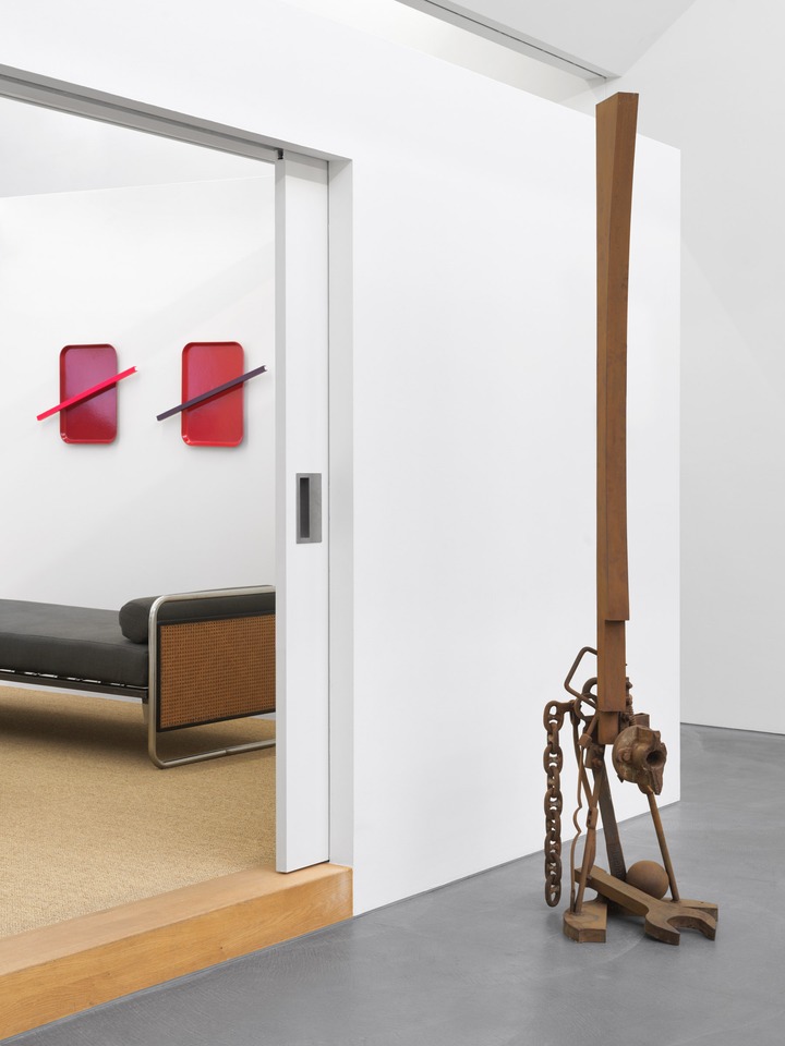 Exhibition view with works by [Florian Slotawa](/artists/florian-slotawa/) and Bernhard Luginbühl