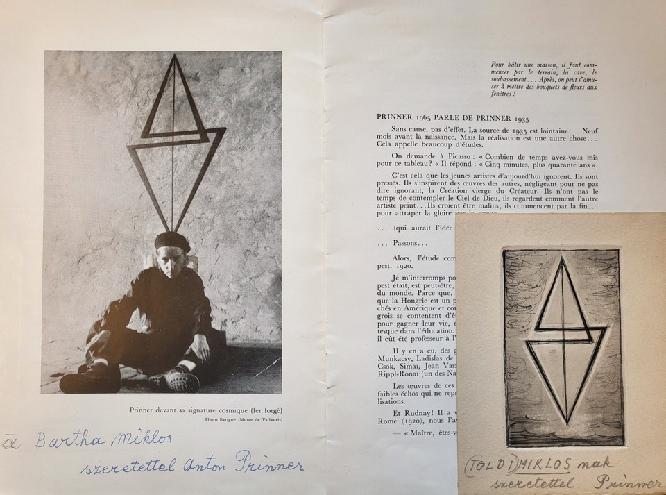 Pages of the book: Prinner 1932-35
Prinner 1965 parle de Prinner 1935
Nouvelles Éditions Debresse, Galerie Yvon Lambert, 29, rue de Seine, Paris
With a dedication to Miklos von Bartha