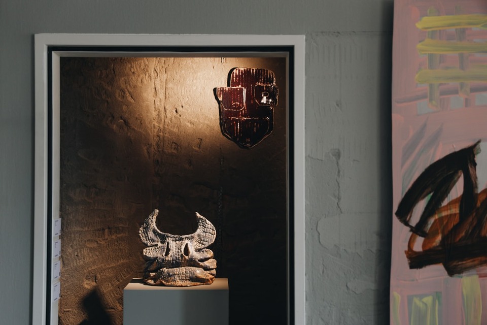 view on ceramic works by Caroline Achaintre