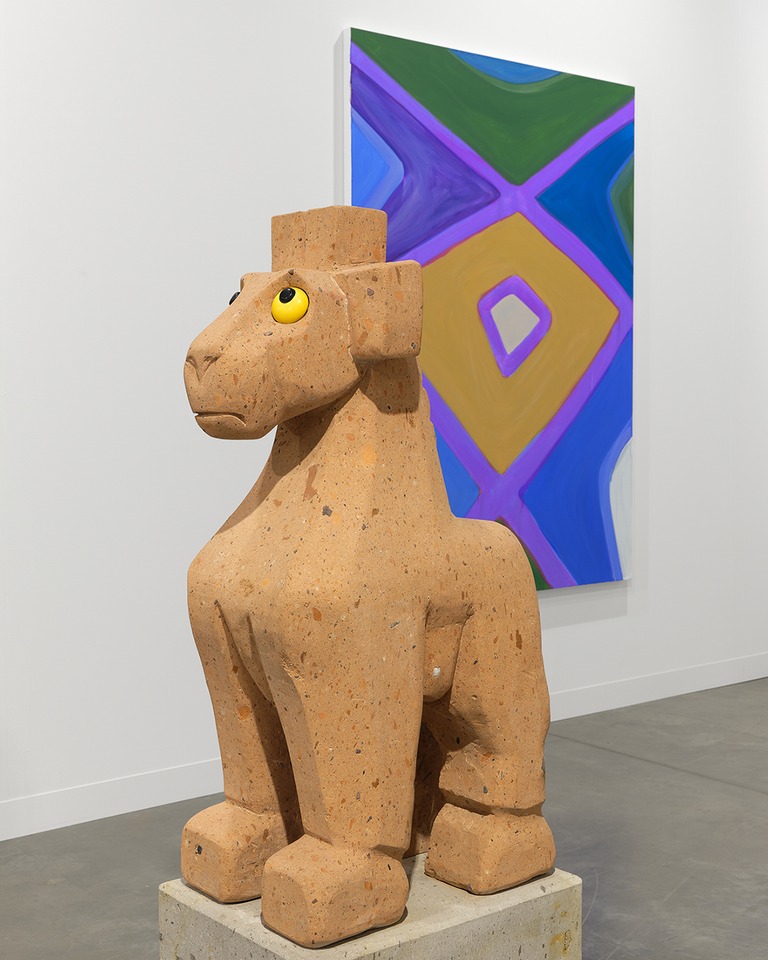 Installation view of Art Basel Miami Beach 2024

(f.l.t.r.) Olaf Breuning, *Giraffe*, 2024 and Marina Adams, *Nefertiti II*, 2023