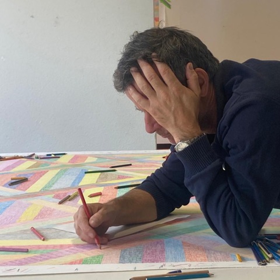 Karim Noureldin, working in his Studio, 2023

Photo: Zélie Noureldin
