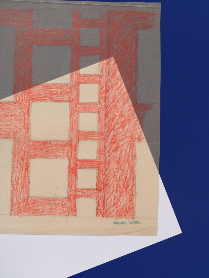 *Bedruckter Dekorationsstoff für Knoll Associates, New York, Vorstudie*, 1948

Bleistift und Farbstift auf Papier

37.3 x 45.5 cm
