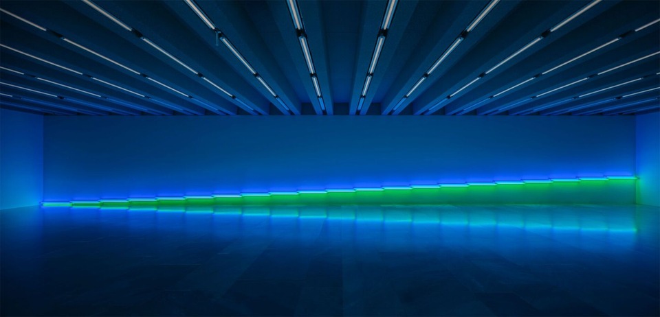 Dan Flavin, "untitled (to my dear bitch, Airily) 2", 1984, at Kunstmuseum Basel, 2024.

Courtesy The Dan Flavin Estate, David Zwirner. Photo: Florian Holzherr
